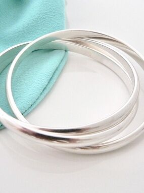 Tiffany & Co. Sterling Silver Triple Interlocking Circles Bangle Bracelet